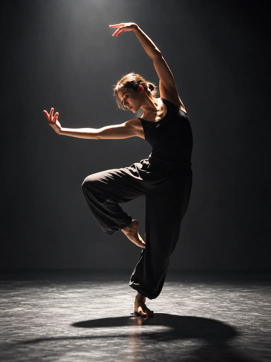 Choreographer reviewing lighting on a theatre stage
