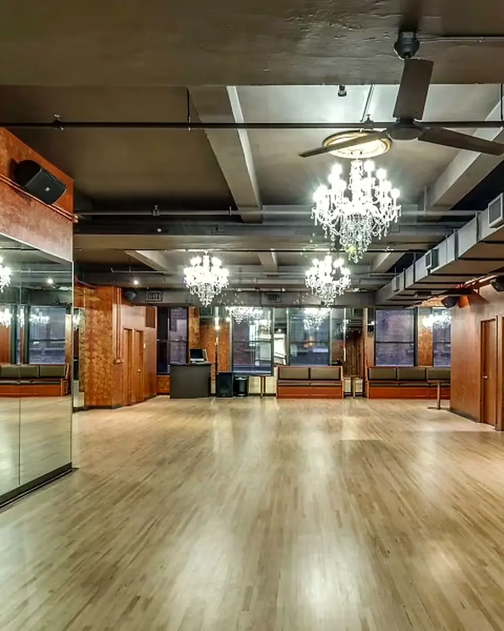 Gala ballroom staged for an evening performance